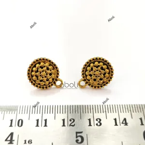 Golden round earrings stud components metal earrings findings ESG71