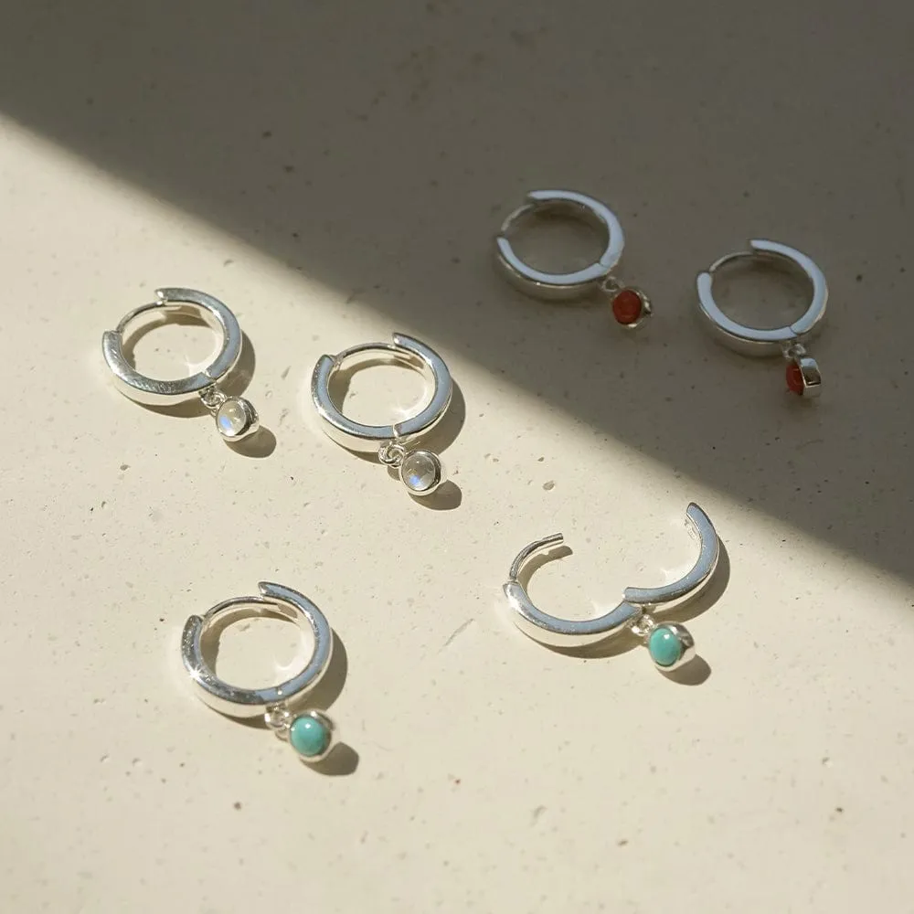 Healing Huggie Hoop Earrings Sterling Silver