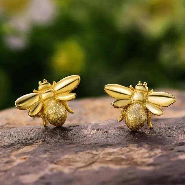 Honeybee Stud Earrings for Women Cute Fine Jewelry