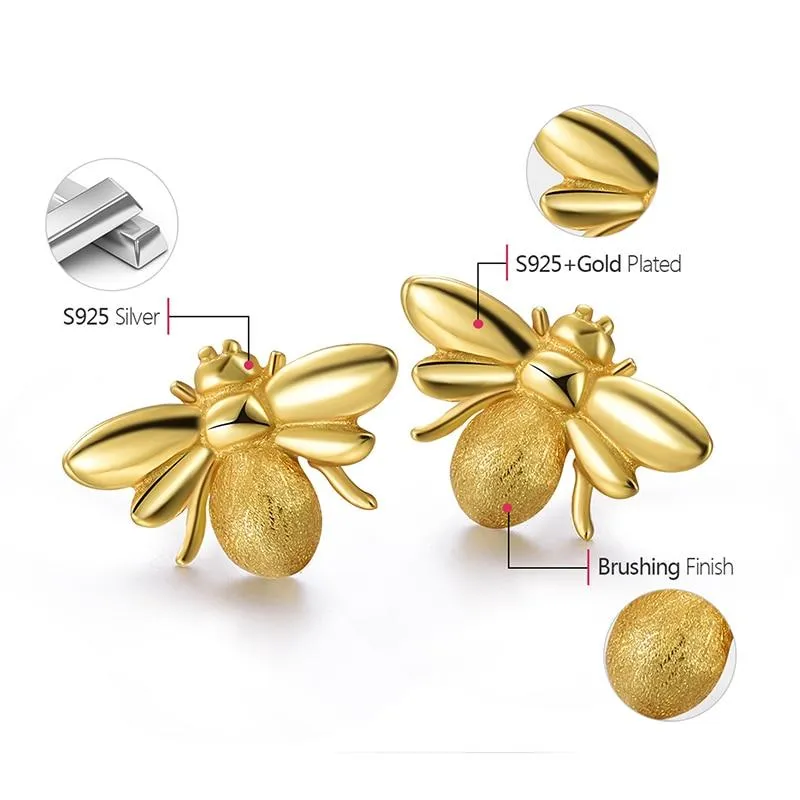 Honeybee Stud Earrings for Women Cute Fine Jewelry