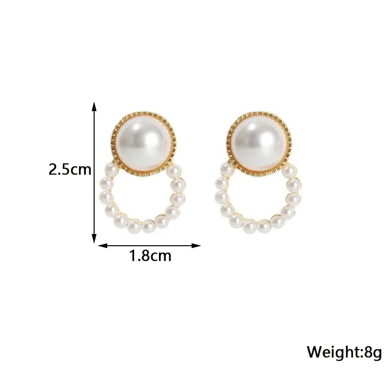 Imitation Pearl Earring for Women Gold Color Round Stud Earrings Christmas gift Irregular Design Unusual Earrings bijoux femme