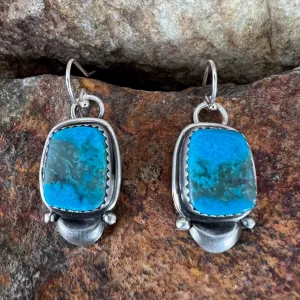 Ithaca Peak Kingman Turquoise Sterling Silver Earrings by Mary Tso