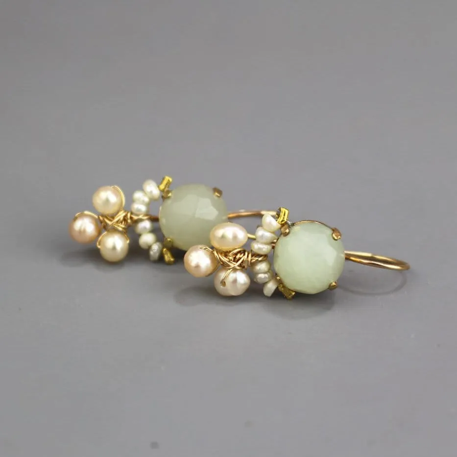 Jade Pearl Clover Earrings