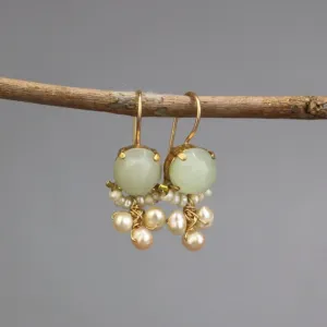 Jade Pearl Clover Earrings