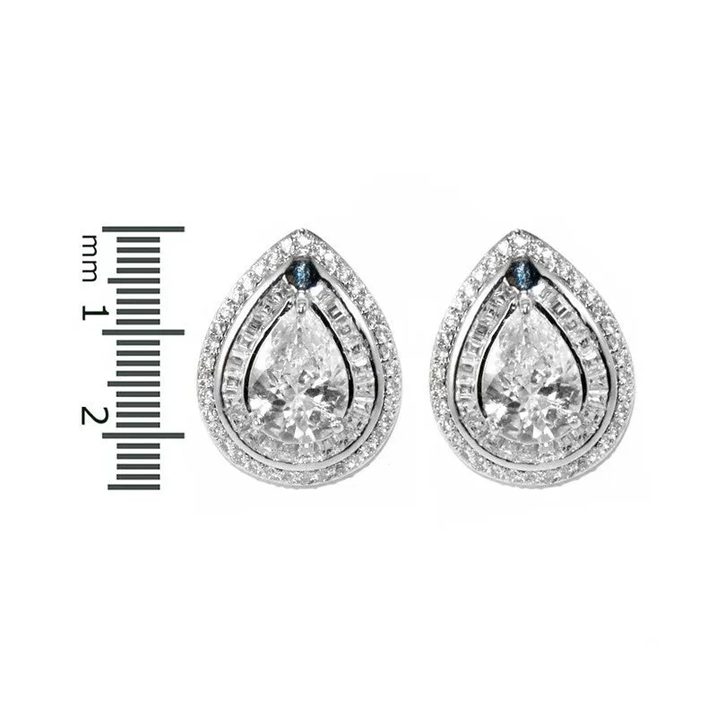 Kayla Pear Halo Statement CZ Stud Earrings