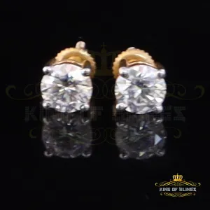 King  of Bling's 2.50ct VVS 'D' Moissanite Men's/Womens 925 Silver Yellow Round Stud Earrings