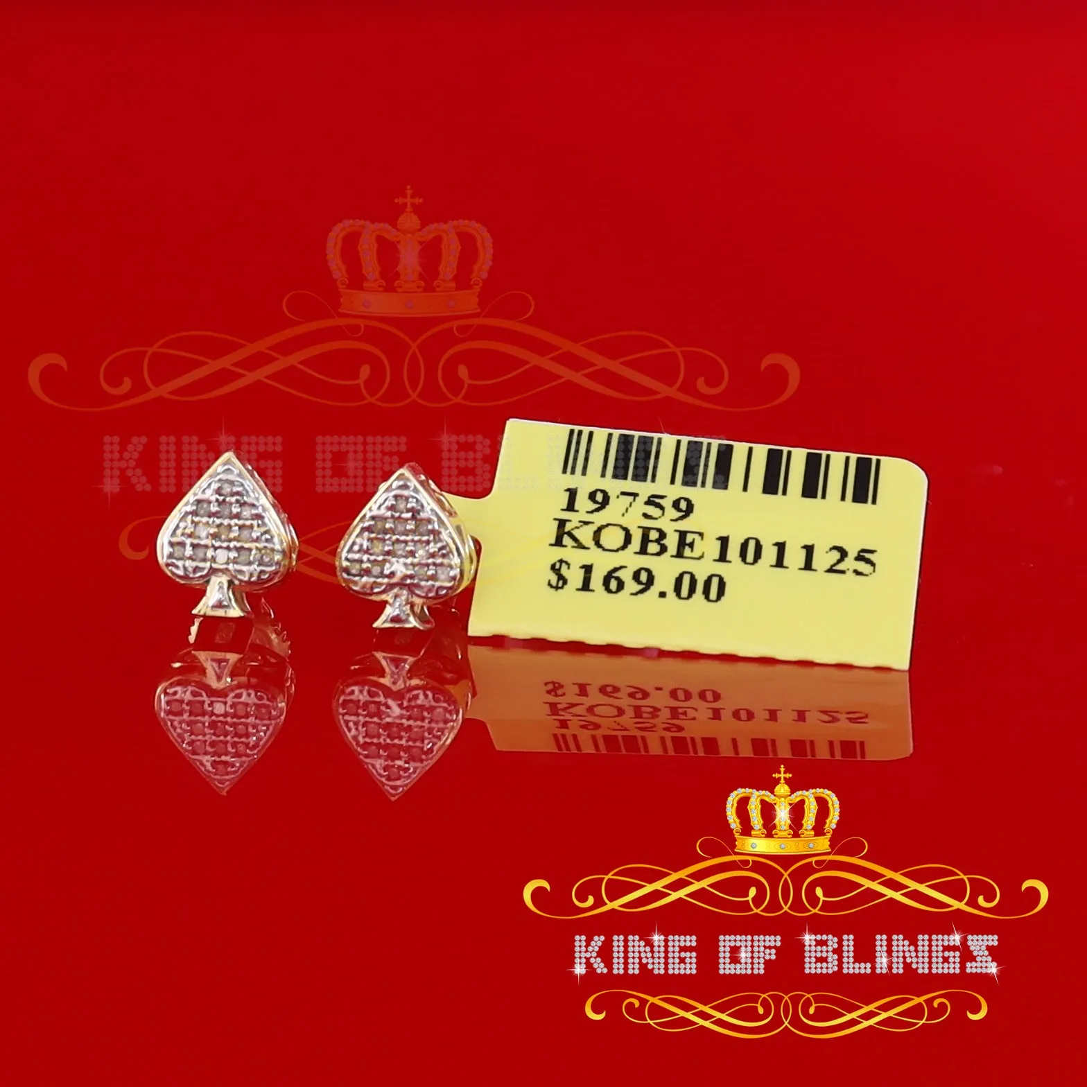 King of Blings-925 Sterling Silver Yellow 0.05ct Diamond For Women's & Men's Stud Heart Earring