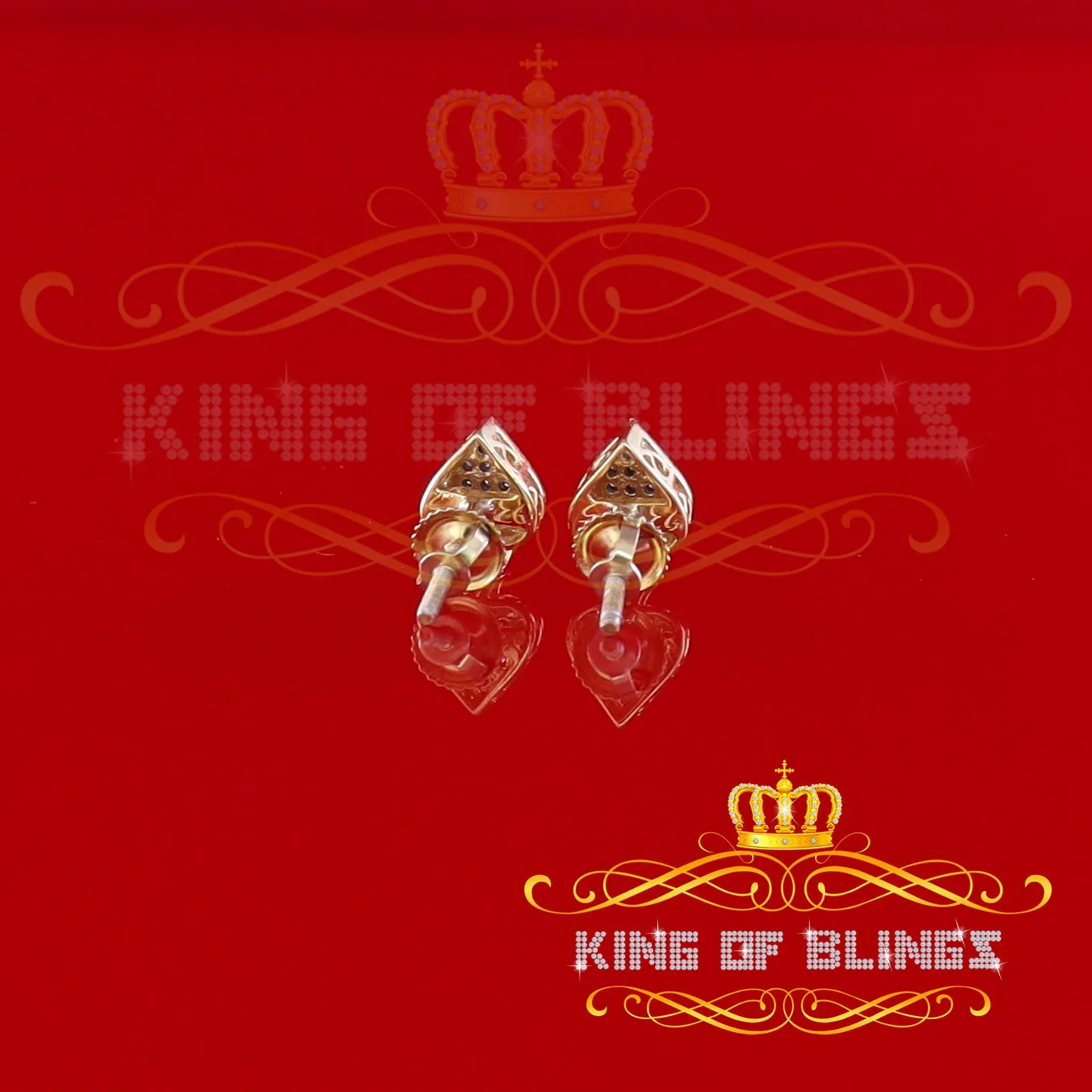 King of Blings-925 Sterling Silver Yellow 0.05ct Diamond For Women's & Men's Stud Heart Earring