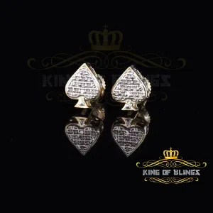 King of Blings-925 Sterling Silver Yellow 0.05ct Diamond For Women's & Men's Stud Heart Earring