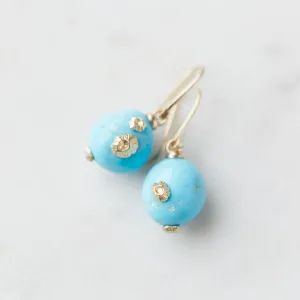 Little Gold Turquoise Buoy Earrings