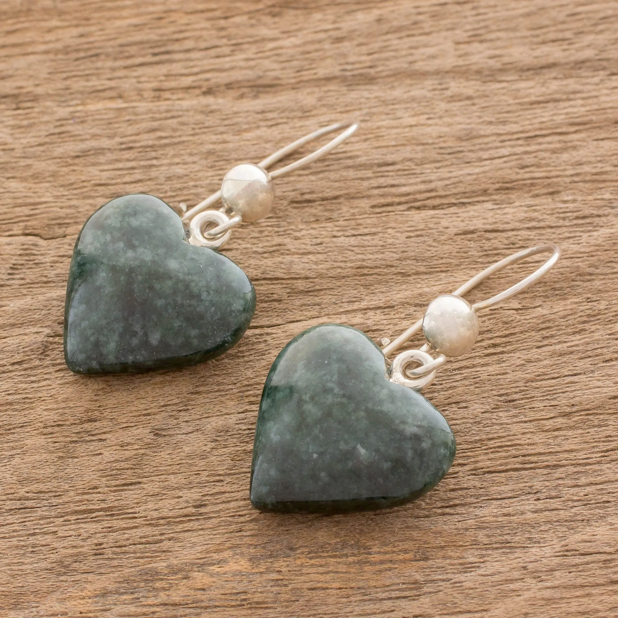 Love Immemorial Jade Heart Shaped Earrings