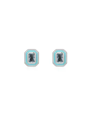 Luv AJ - Bezel Studs - Turquoise - Silver