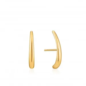 Luxe Minimalism Shiny Gold Luxe Lobe Hook Stud Earrings E024-05G