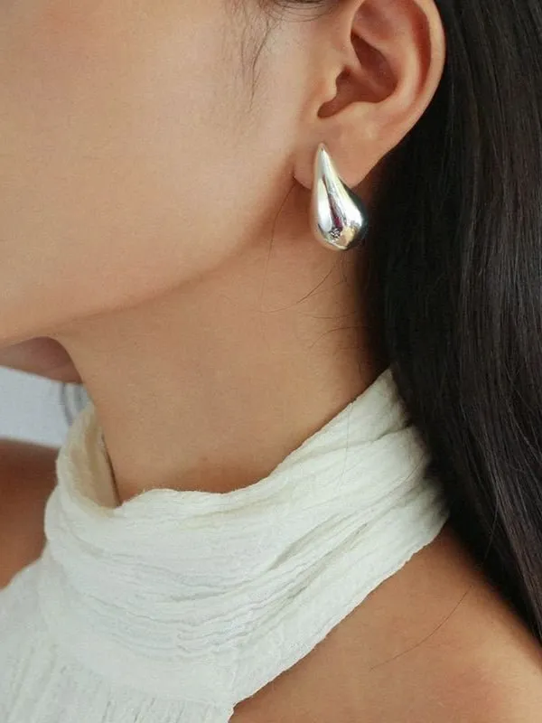 Metallic Modern Water Drop Glossy Earrings