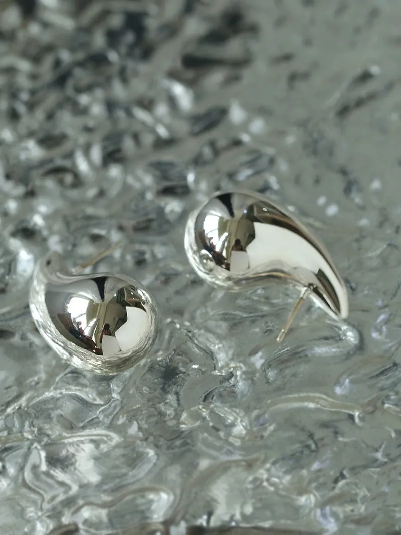 Metallic Modern Water Drop Glossy Earrings