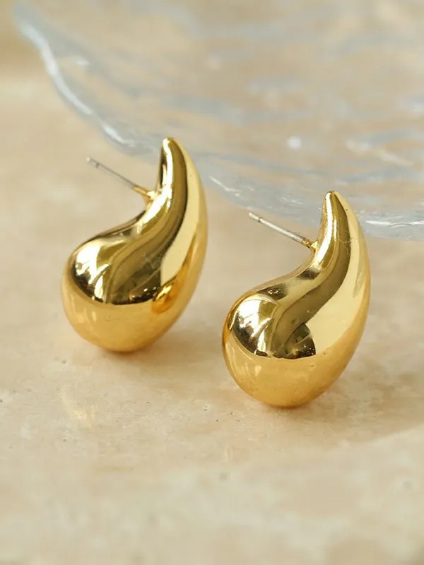 Metallic Modern Water Drop Glossy Earrings