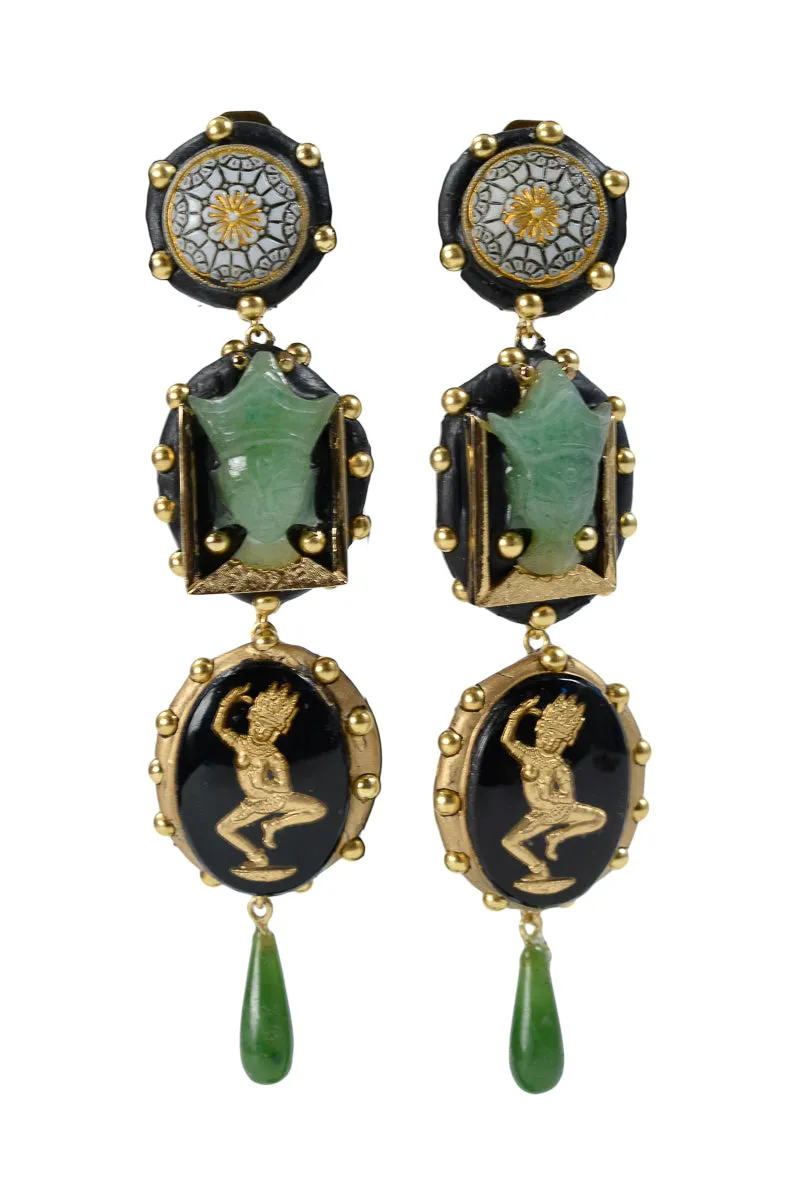 MINADEO JADE PRINCE WITH SHIVA & JADE DROP EARRINGS