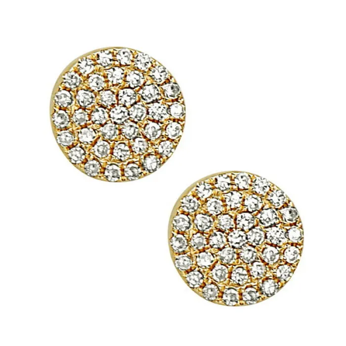 Mini Diamond Pave Disc Stud Earrings