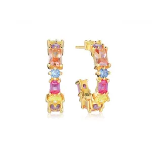 Multicoloured Zirconia Ivrea Creolo Medio Earrings SJ-E12312-XCZ-YG