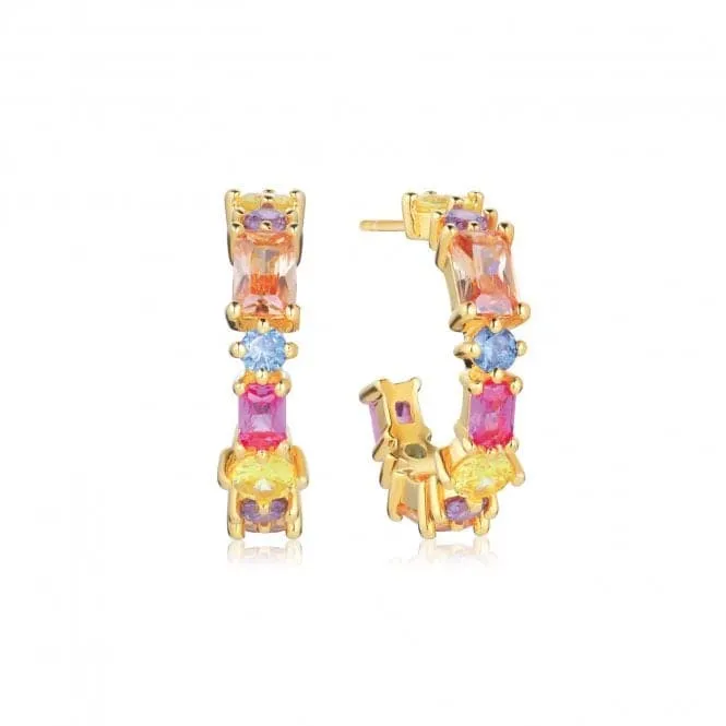 Multicoloured Zirconia Ivrea Creolo Medio Earrings SJ-E12312-XCZ-YG