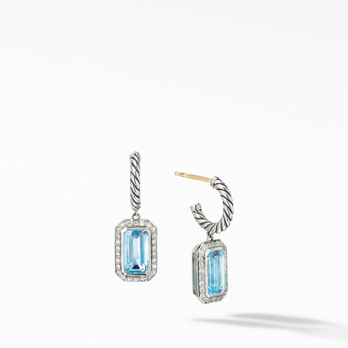 Novella Drop Earrings with Blue Topaz and Pave Diamonds