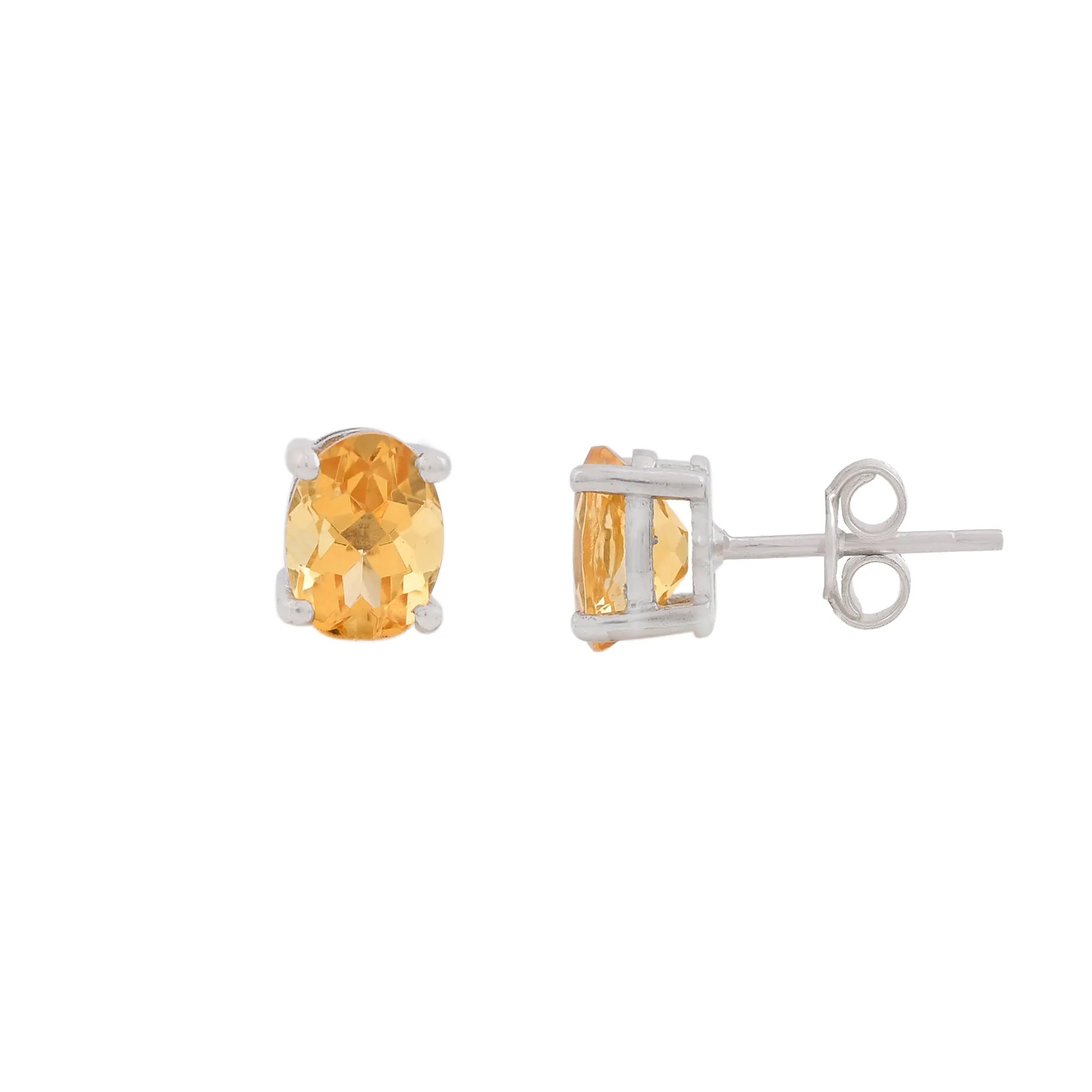 Oval Citrine Studs