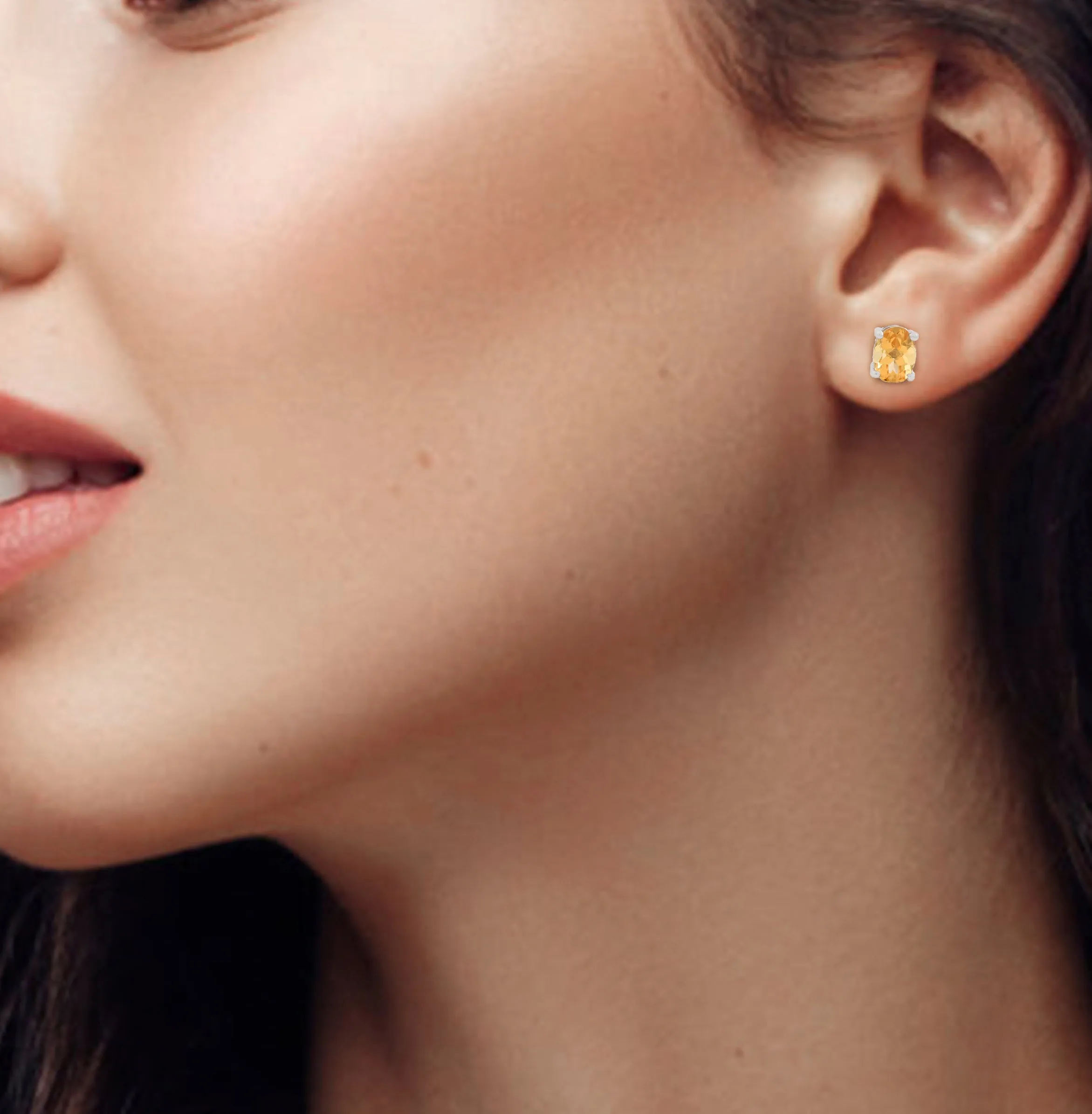 Oval Citrine Studs