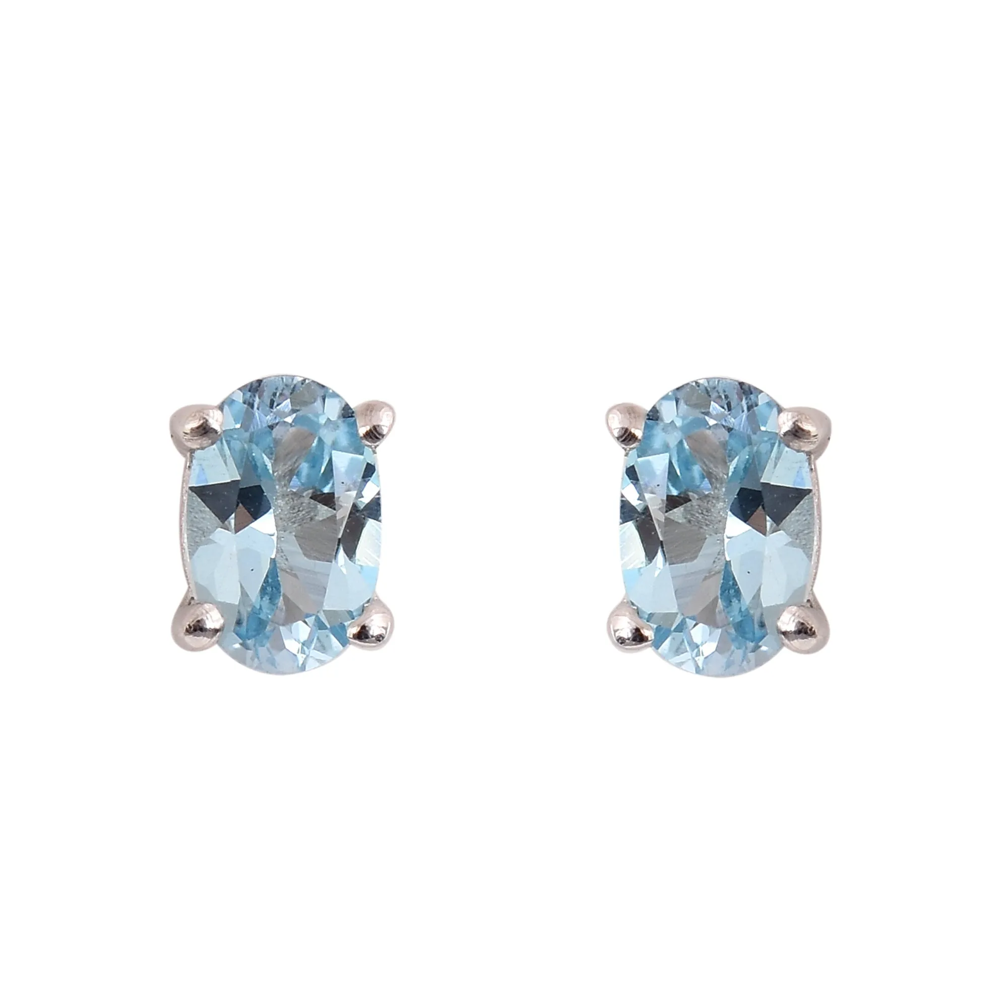 Oval Swiss Blue Topaz Stud Earrings