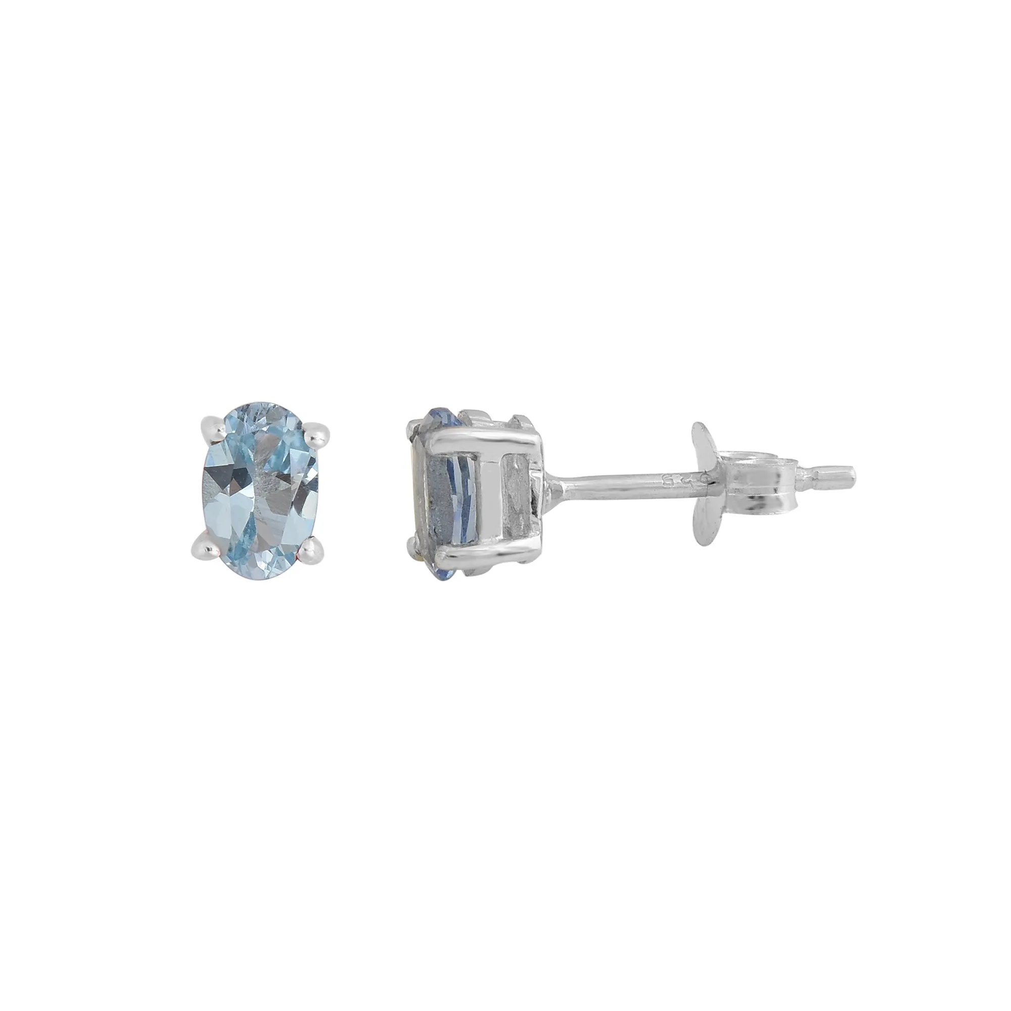 Oval Swiss Blue Topaz Stud Earrings