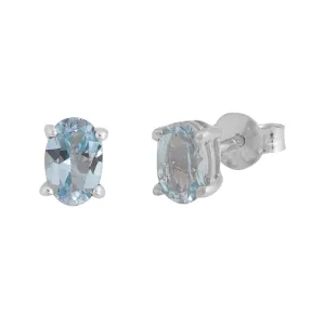 Oval Swiss Blue Topaz Stud Earrings