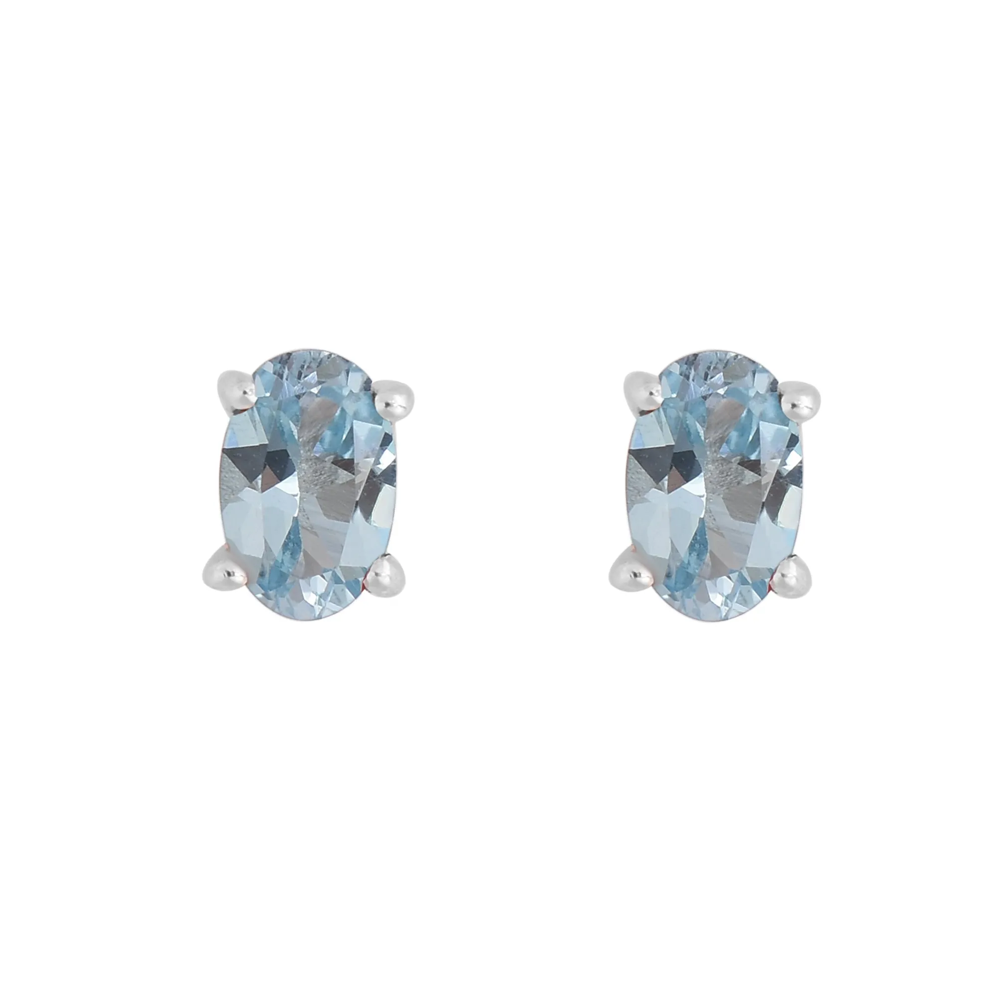 Oval Swiss Blue Topaz Stud Earrings