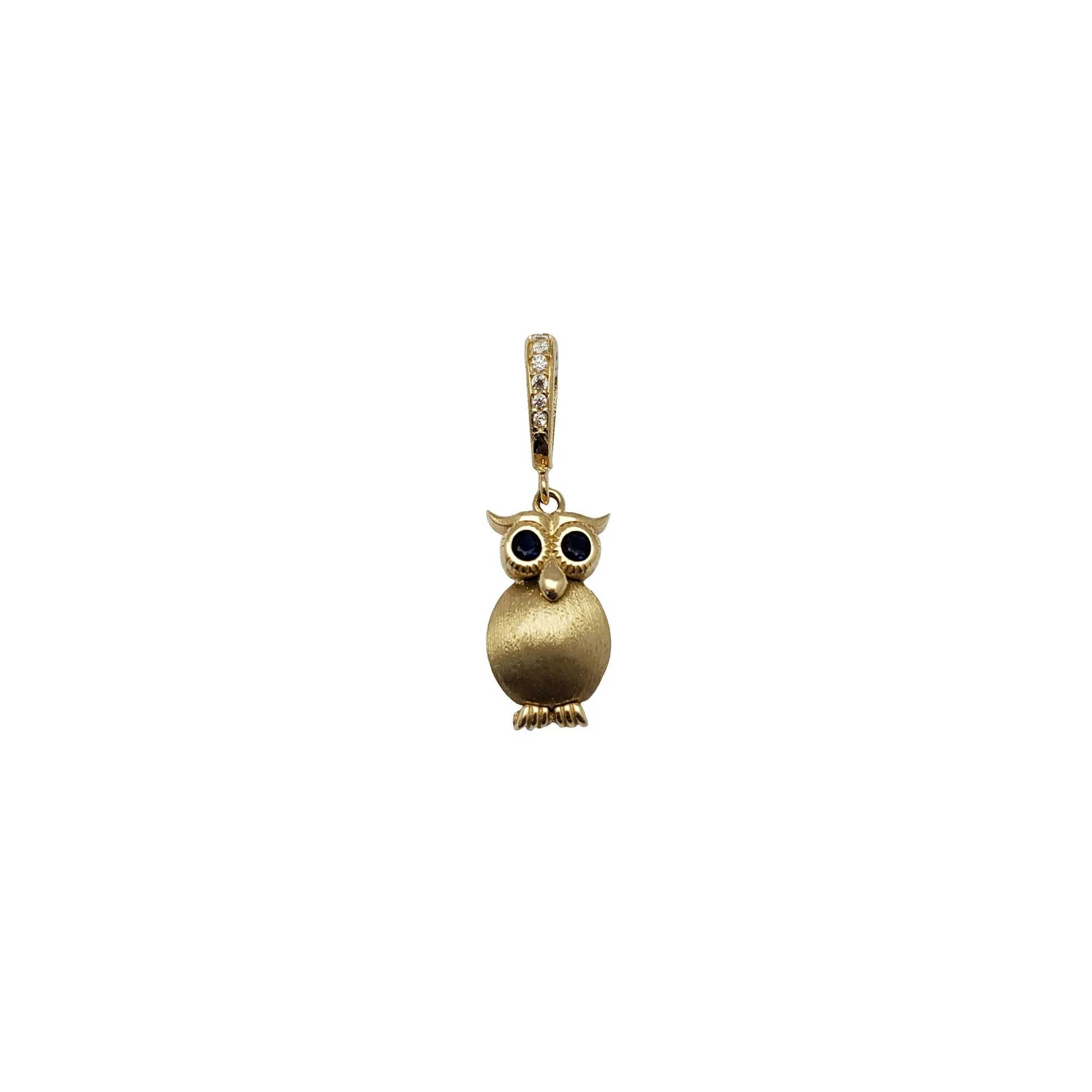 Owl 3D with Birthstone Chart CZ Pendant (14K).