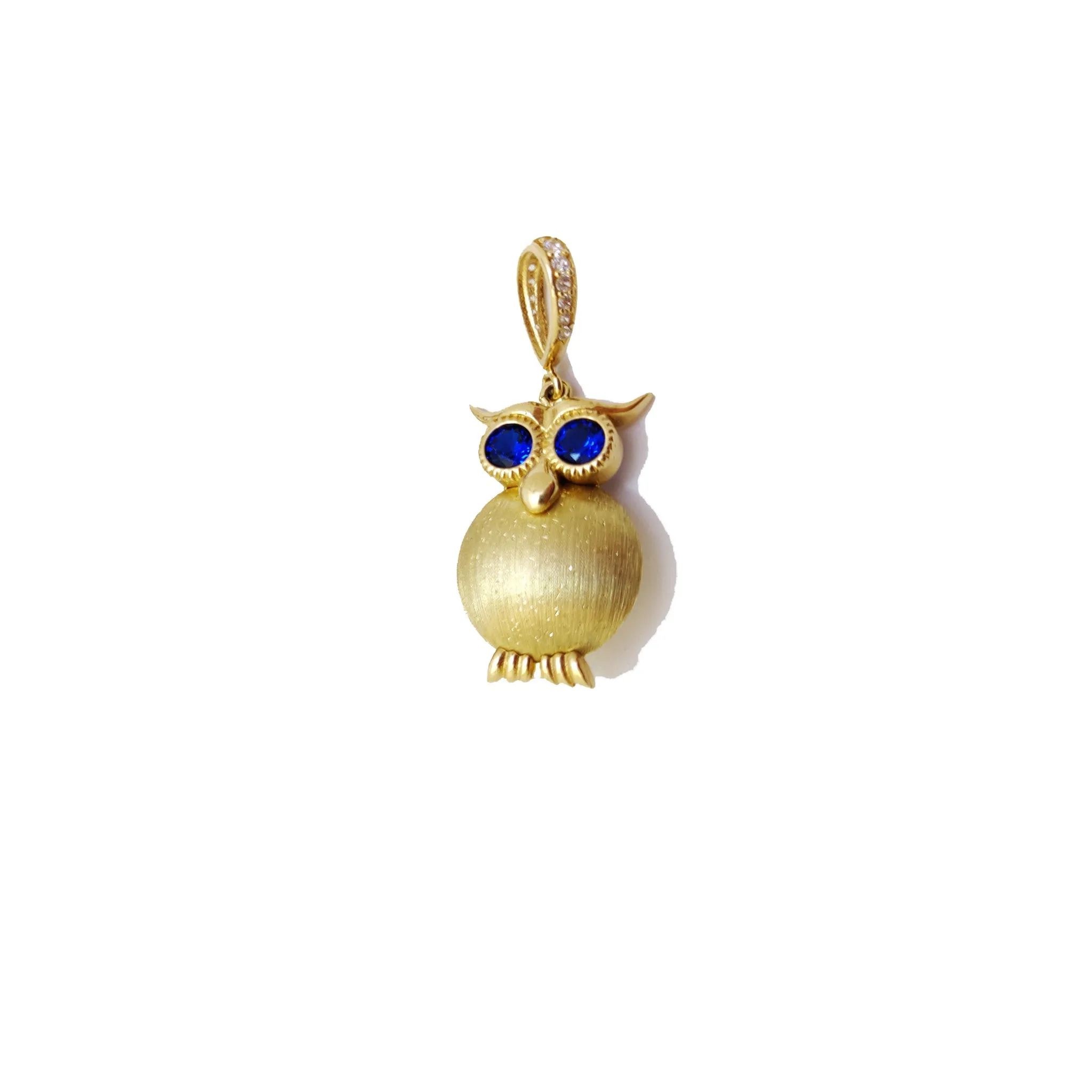 Owl 3D with Birthstone Chart CZ Pendant (14K).