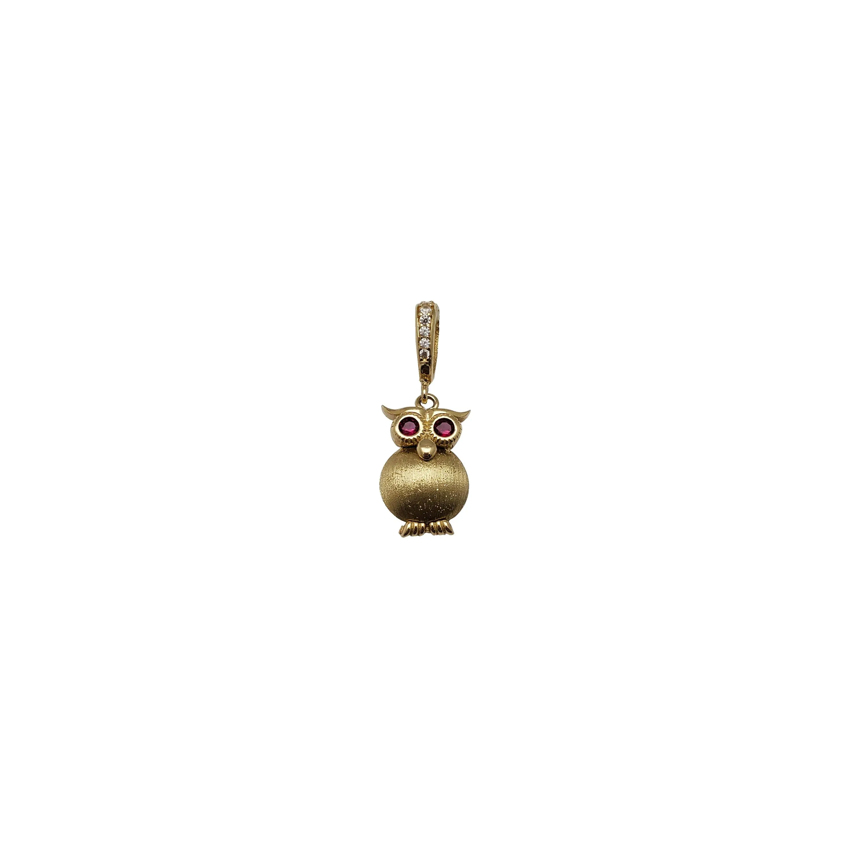 Owl 3D with Birthstone Chart CZ Pendant (14K).