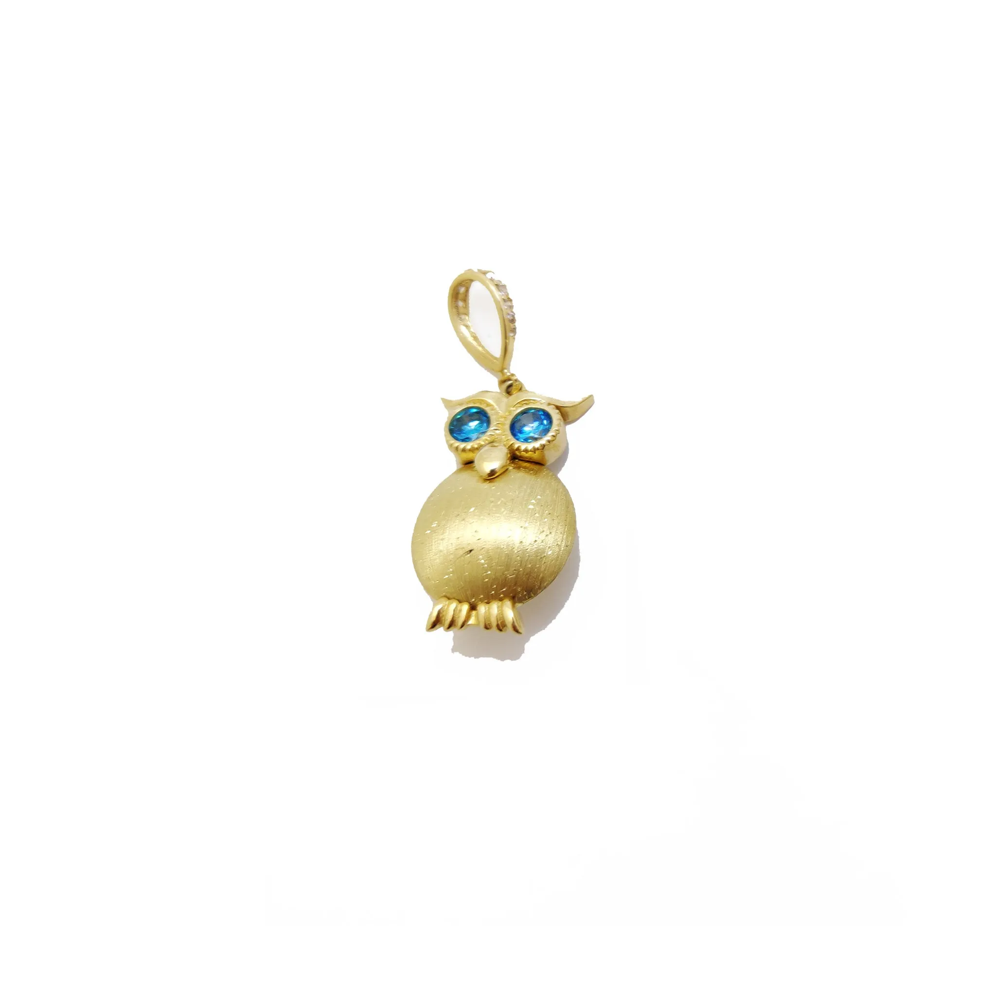 Owl 3D with Birthstone Chart CZ Pendant (14K).