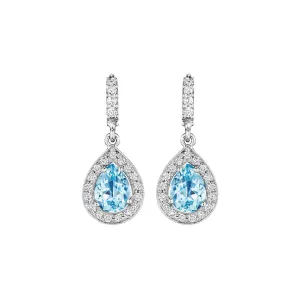 Pear Shaped Aquamarine Diamond Earrings