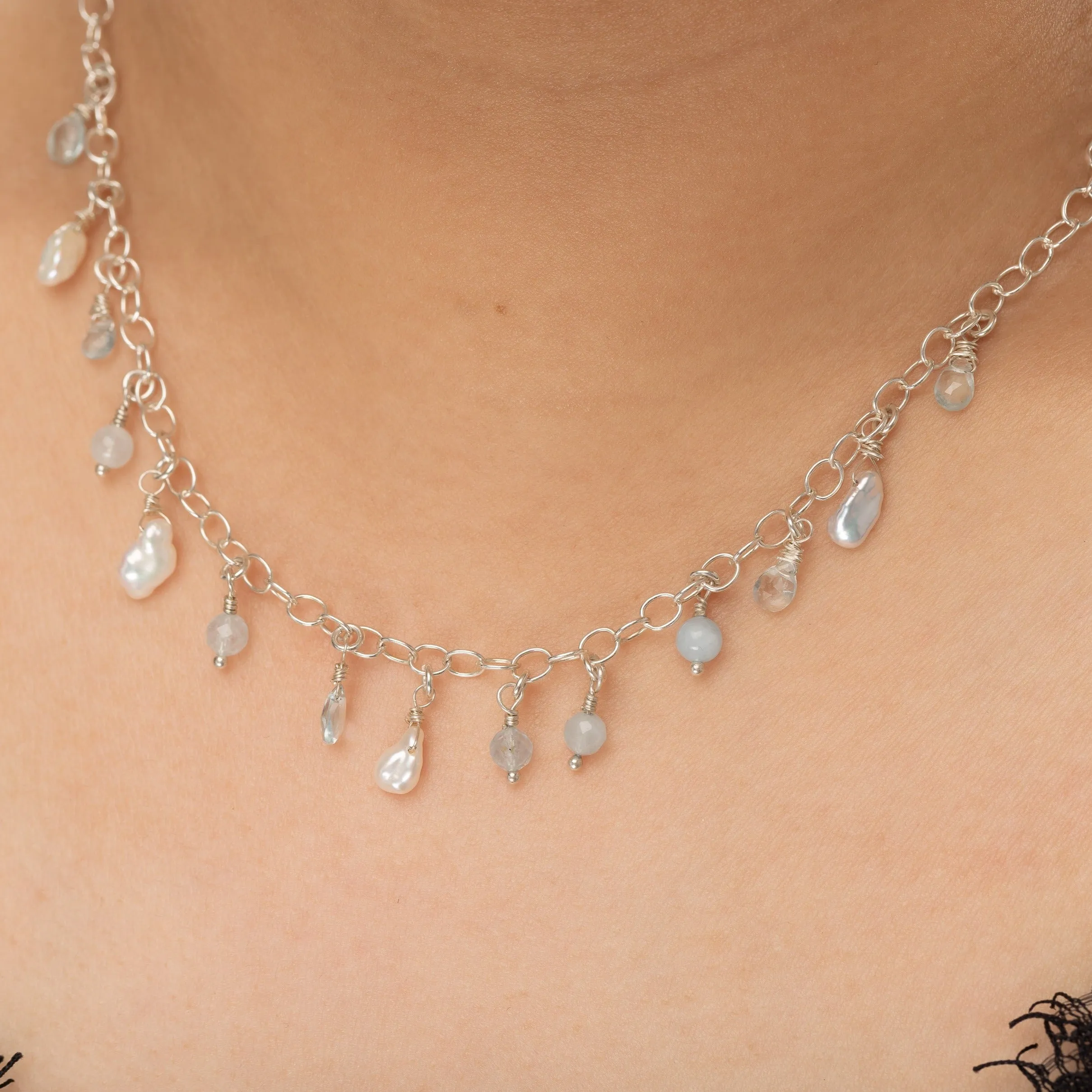 Pearls of the Sea Signature Aquamarine Chain Necklace