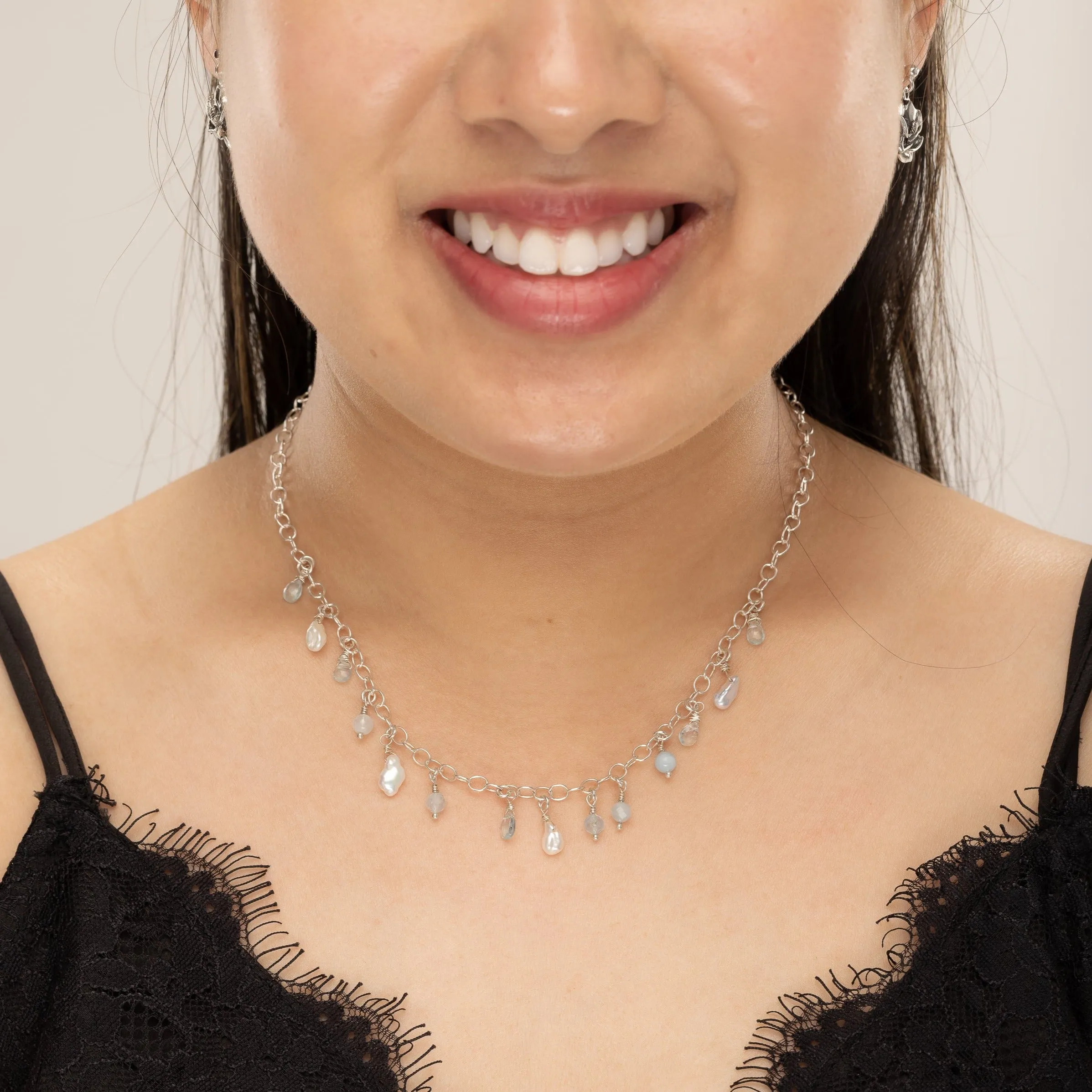 Pearls of the Sea Signature Aquamarine Chain Necklace