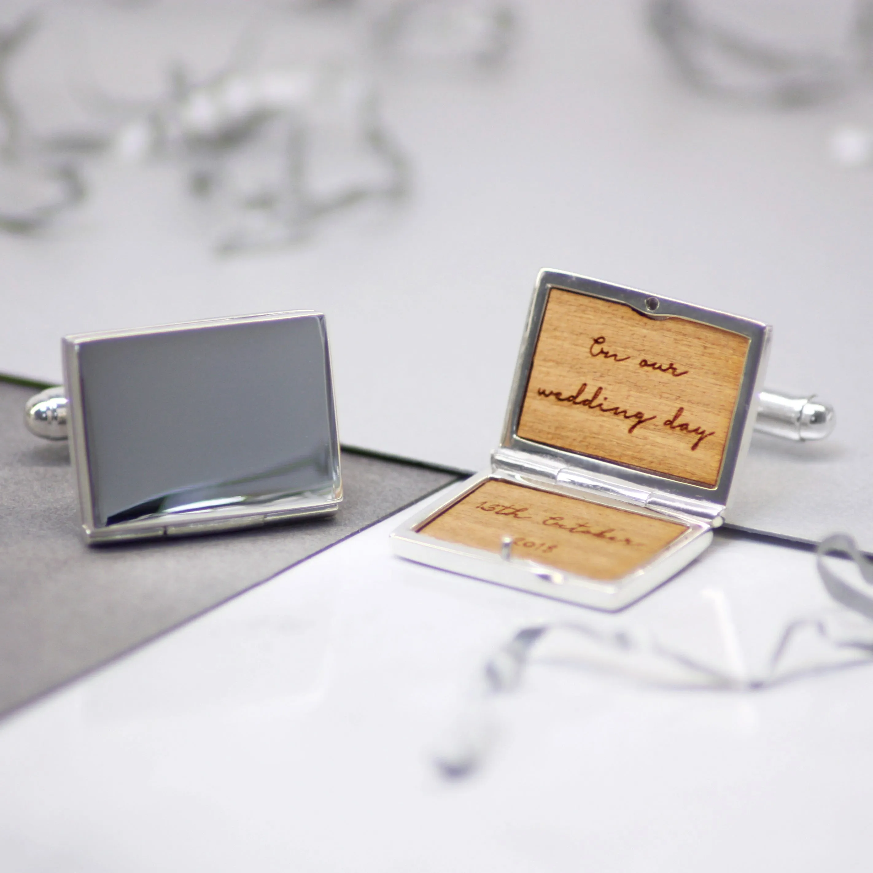 Personalised Sterling Silver Locket Message Cufflinks