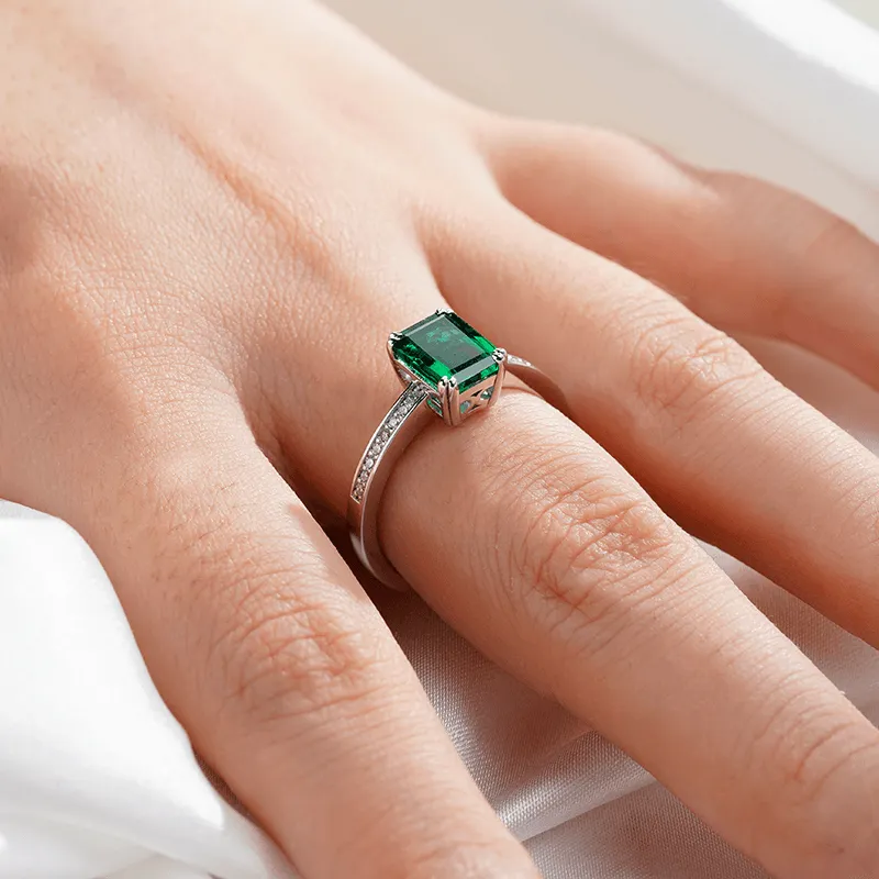 Petite Micropavé Emerald-Cut Emerald Ring