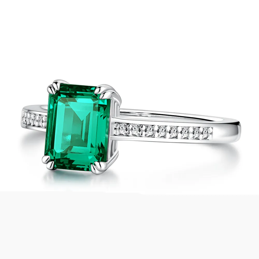 Petite Micropavé Emerald-Cut Emerald Ring