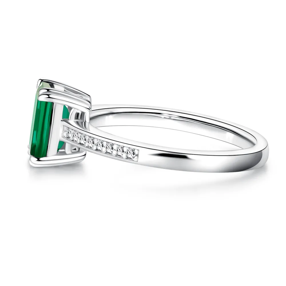 Petite Micropavé Emerald-Cut Emerald Ring