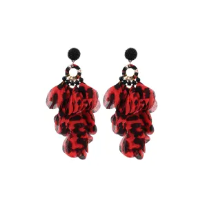 Pre Order:  Fabric Petals Dangling Beaded Earrings