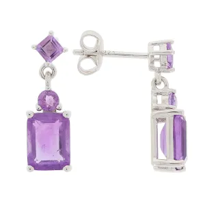 Purple Amethyst Sterling Silver Earrings with Accent