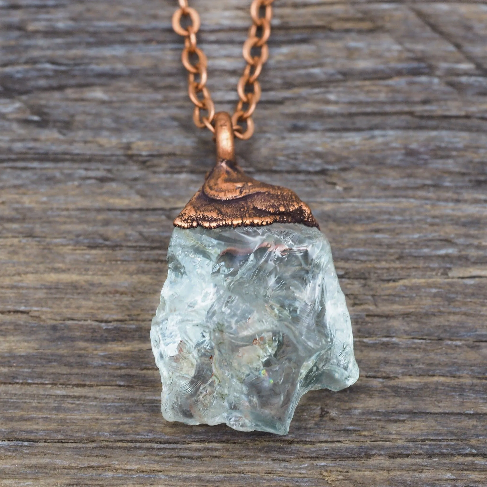 Raw Aquamarine and Copper Necklace