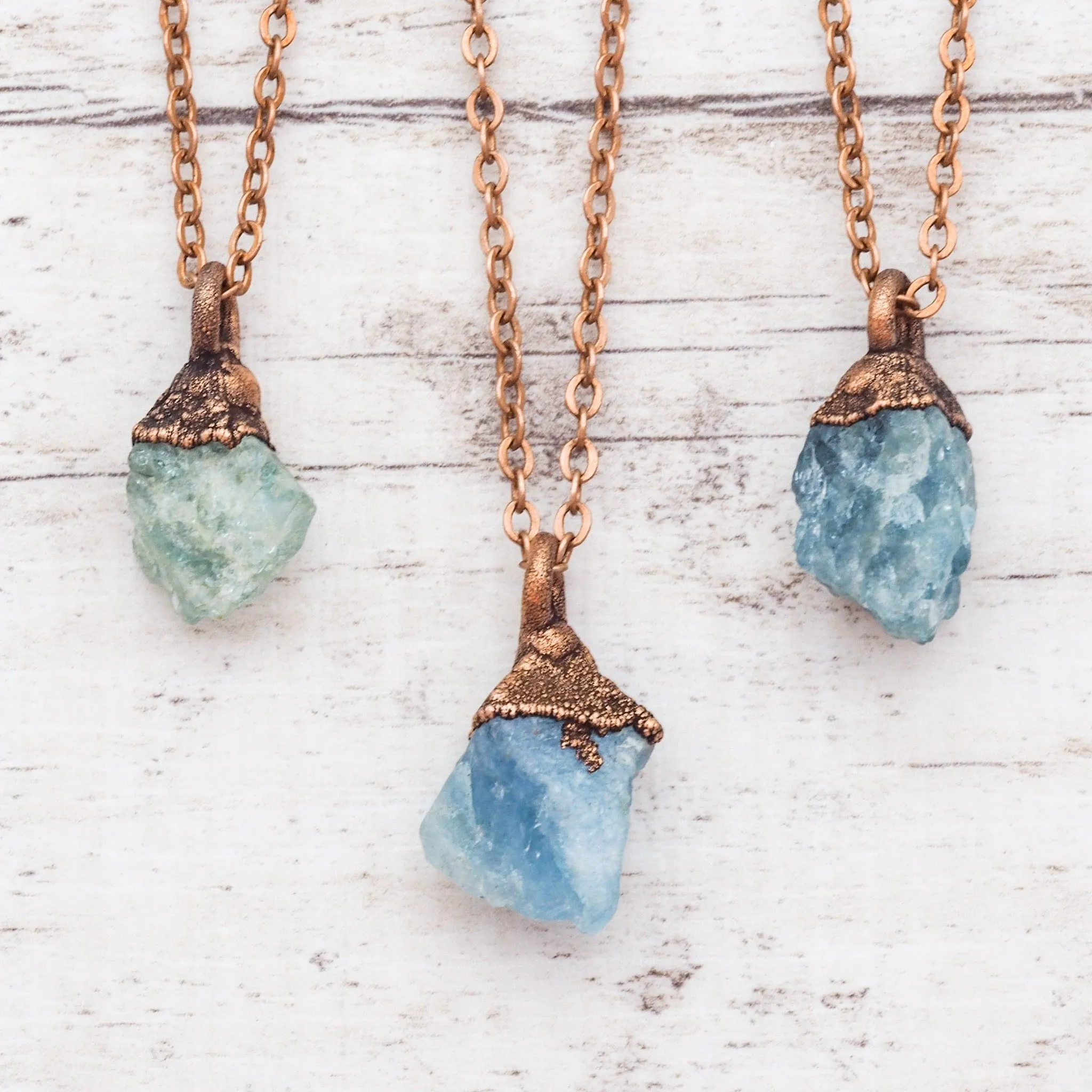 Raw Aquamarine and Copper Necklace