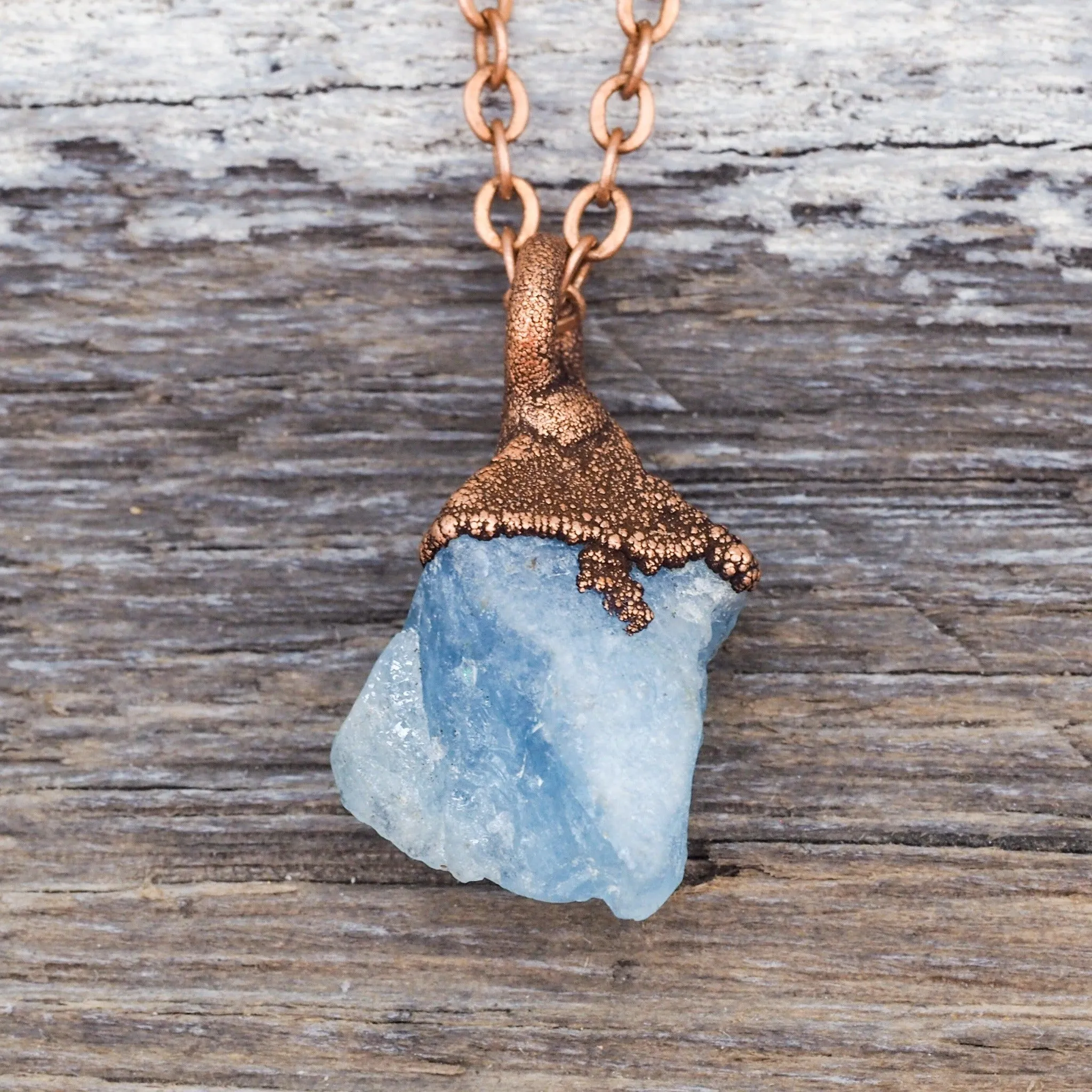 Raw Aquamarine and Copper Necklace