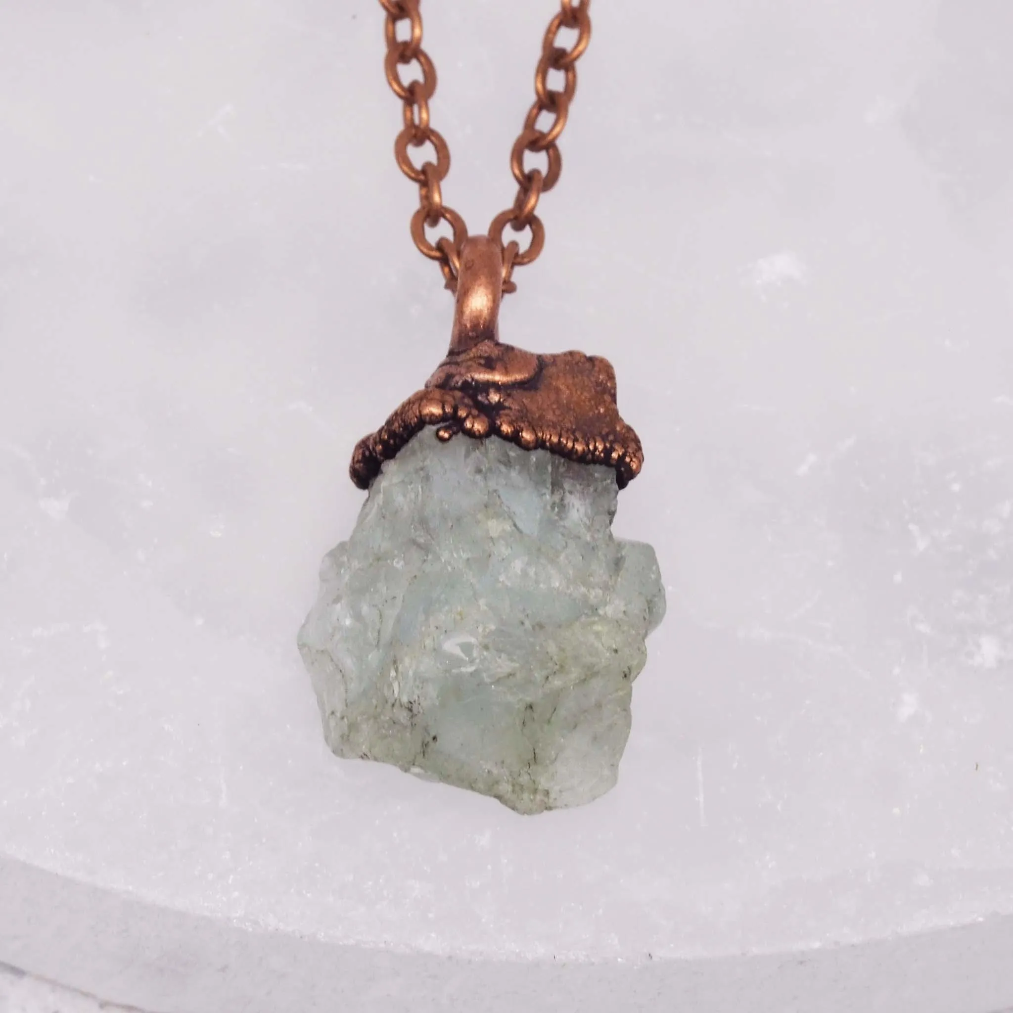 Raw Aquamarine and Copper Necklace