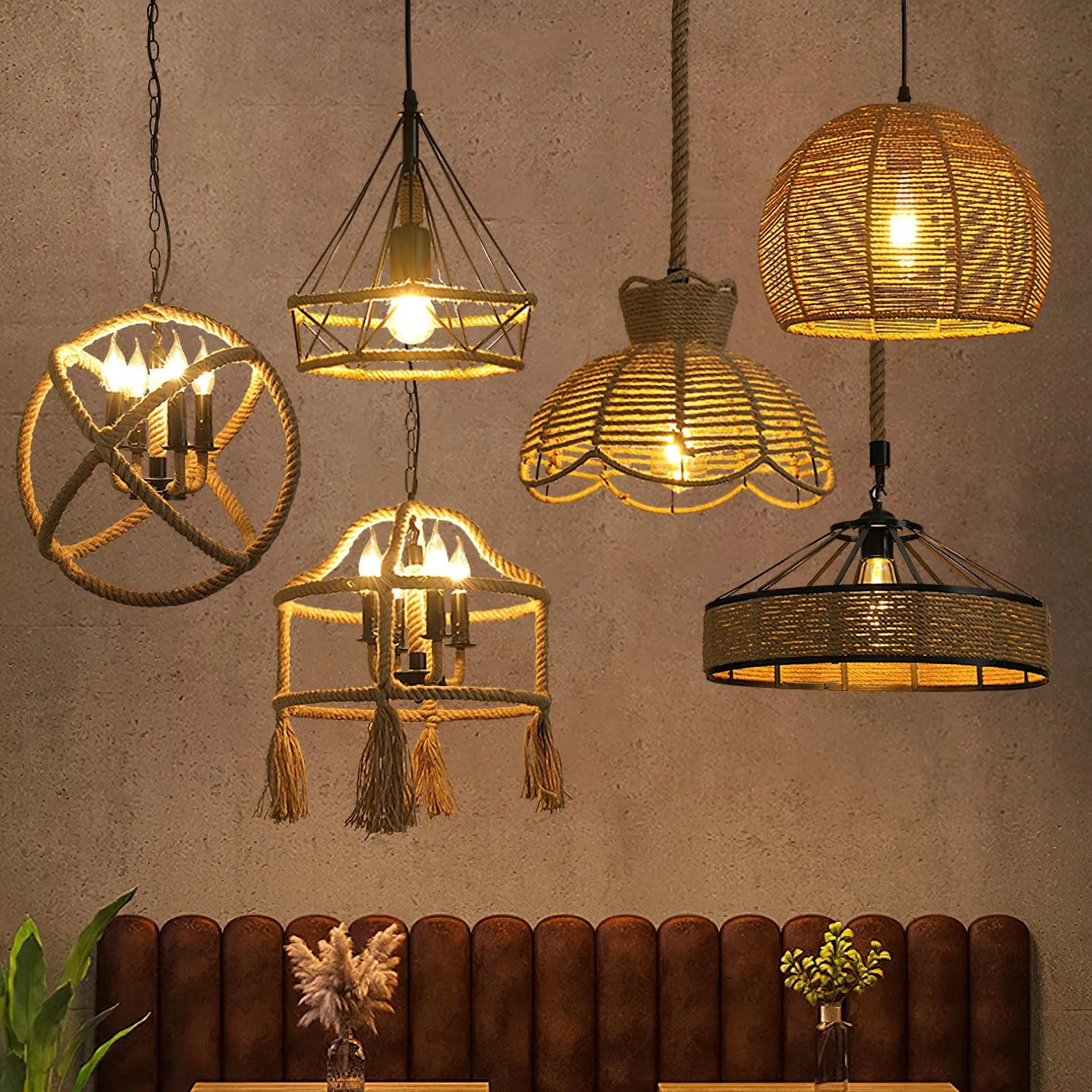 Retro Hemp Rope Exquisite Pendant Light