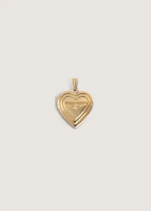 Ribbed Maison Heart Locket Diamond